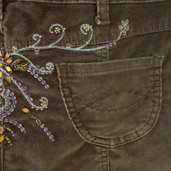 brown sequin pleated corduroy skirt - Picture 7 of 7